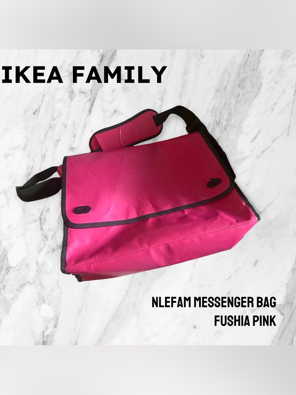 RARE GUC IKEA Family | Y2K Pink Tarpaulin Waterproof Messenger Bag
